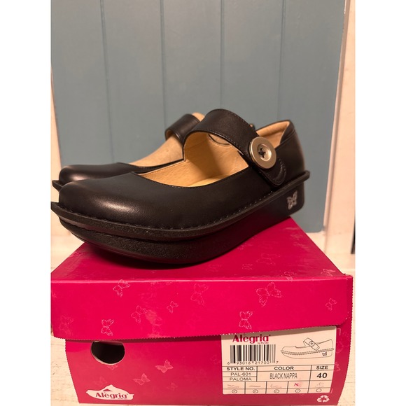 Alegria Shoes - Alegria Paloma Black Nappa Leather Mary Jane Clogs Shoes PAL-601 Women Size 40